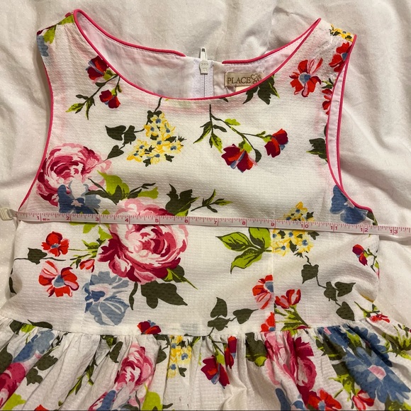 Girls childrens place flare dress size 8 floral Easter print - Picture 3 of 6